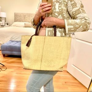 SOLD Chanel Straw Tote - with damage